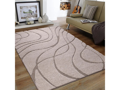 Tapis Shaggy Japandi Grand Salon Beige - Pouda