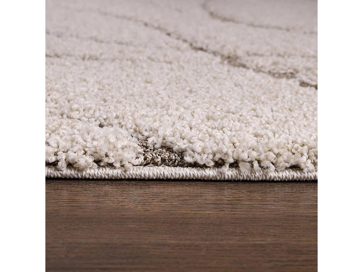 Tapis Shaggy Japandi Grand Salon Beige - Pouda