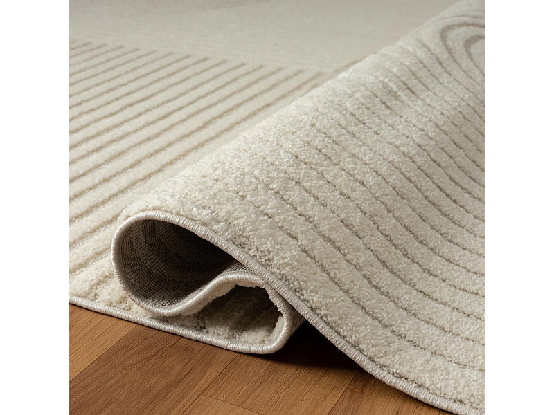 Tapis Salon Japandi Écru Oeko-Tex - Cernan