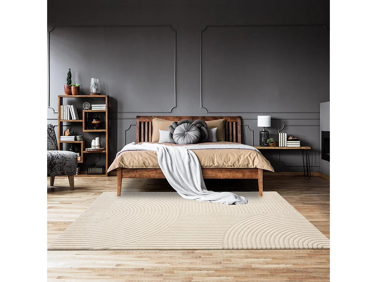 Tapis Salon Japandi Écru Oeko-Tex - Cernan