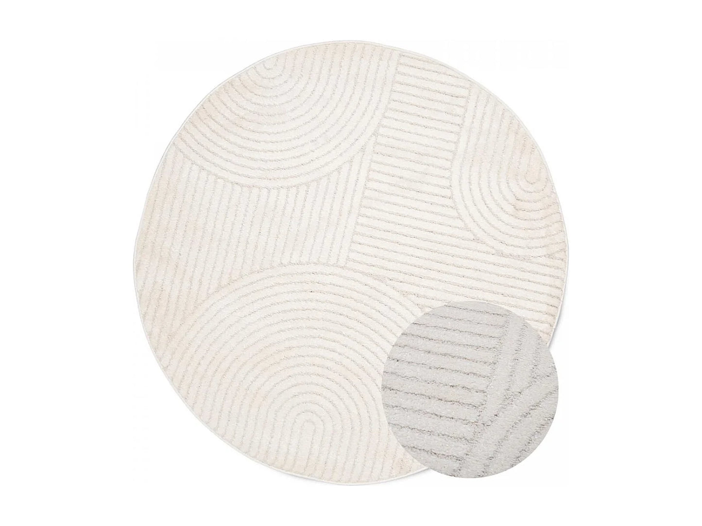 Tapis Rond Japandi Tissé Crème - Cernan