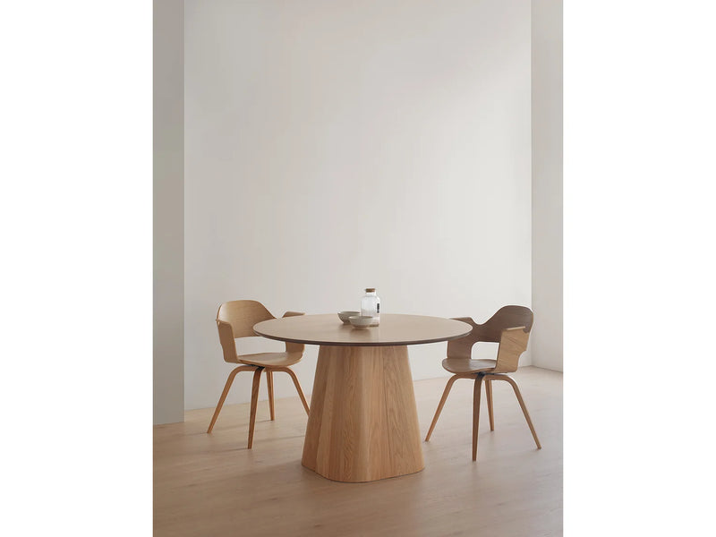 Table Chêne Japandi Pied Central Conique - Chêne