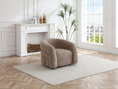 Fauteuil Japandi Pivotant Bouclette Taupe - Lapiota