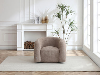 Fauteuil Japandi Pivotant Bouclette Taupe - Lapiota