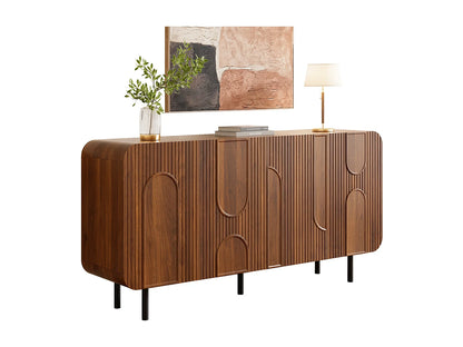 Buffet Vintage Japandi Finition Noyer - Marron