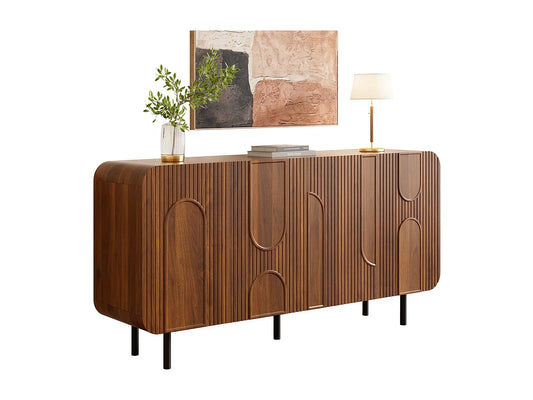 Buffet Vintage Japandi Finition Noyer - Marron