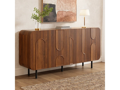 Buffet Vintage Japandi Finition Noyer - Marron