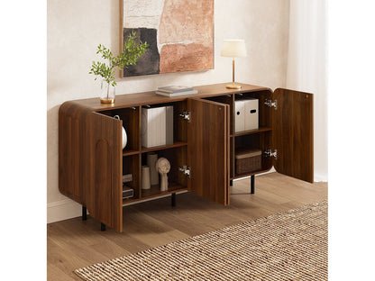 Buffet Vintage Japandi Finition Noyer - Marron