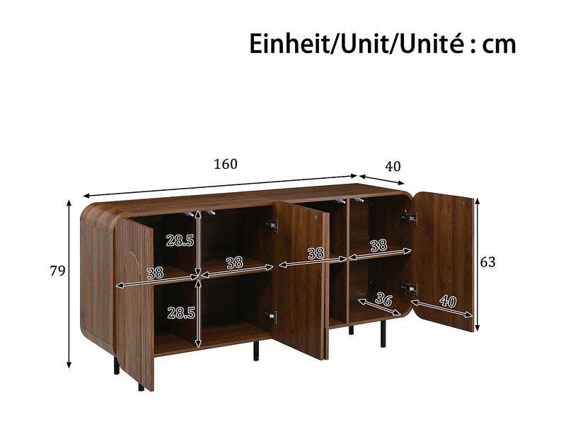 Buffet Vintage Japandi Finition Noyer - Marron