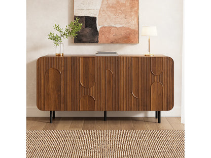 Buffet Vintage Japandi Finition Noyer - Marron