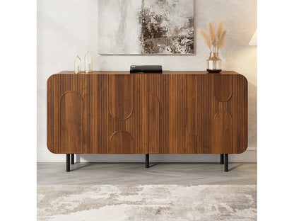 Buffet Vintage Japandi Finition Noyer - Marron