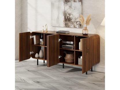 Buffet Vintage Japandi Finition Noyer - Marron