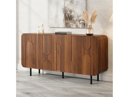 Buffet Vintage Japandi Finition Noyer - Marron