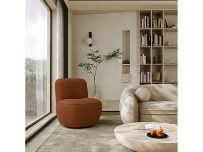 Fauteuil Japandi Pivotant Bouclette Terracotta - Design