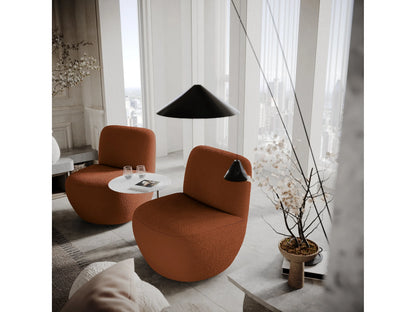 Fauteuil Japandi Pivotant Bouclette Terracotta - Design