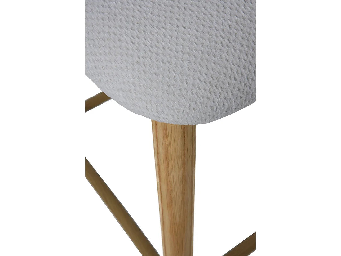 Lot 2 Tabourets Japandi Chêne Et Blanc - Chêne