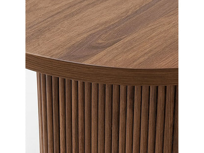 Table Ovale Japandi Effet Noyer Strié - Selma