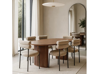 Table Ovale Japandi Effet Noyer Strié - Selma