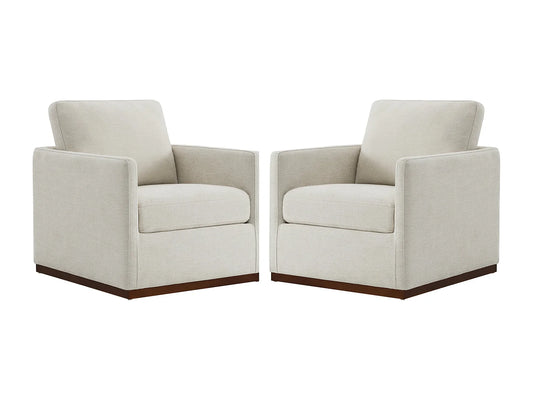 Lot De 2 Fauteuils Japandi Pivotant Cuir - Chita