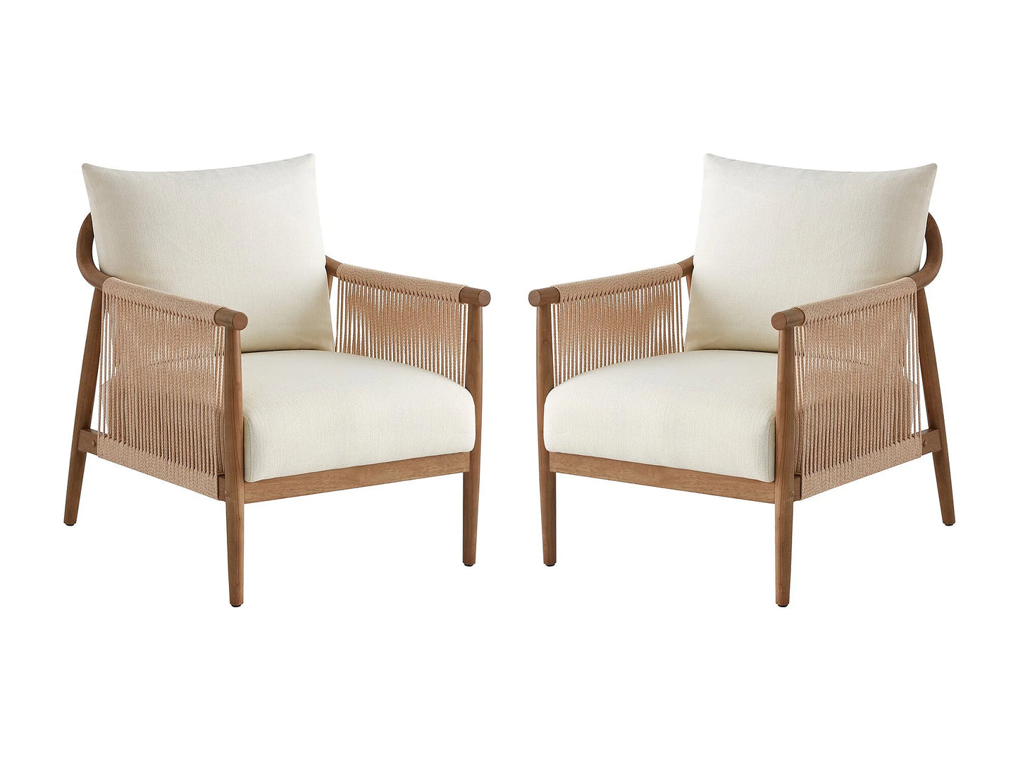 Lot De 2 Fauteuils Japandi Style Bohème - Moderne