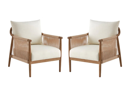 Lot De 2 Fauteuils Japandi Style Bohème - Moderne