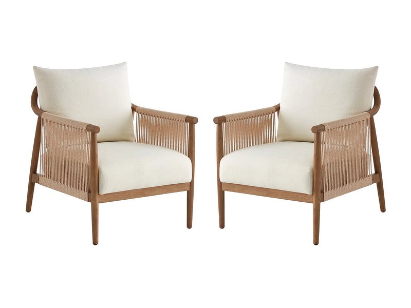 Lot De 2 Fauteuils Japandi Style Bohème - Moderne