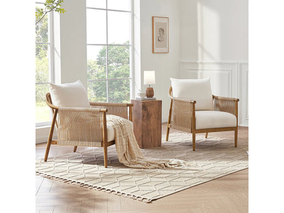 Lot De 2 Fauteuils Japandi Style Bohème - Moderne