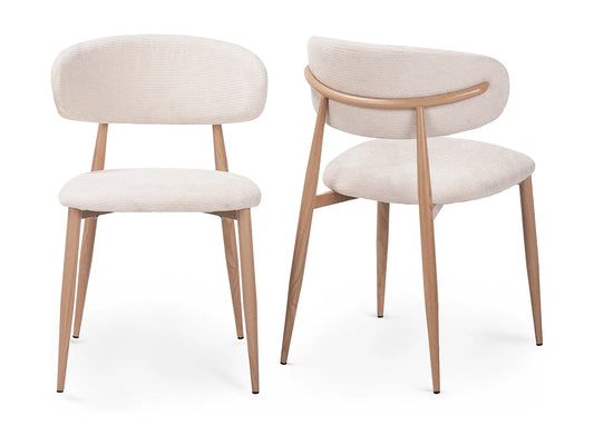 Lot 2 Chaises Japandi Tissu Effet Chêne - Lea