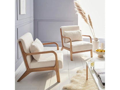 Fauteuil Japandi Bouclette Pieds Compas - Scandinave