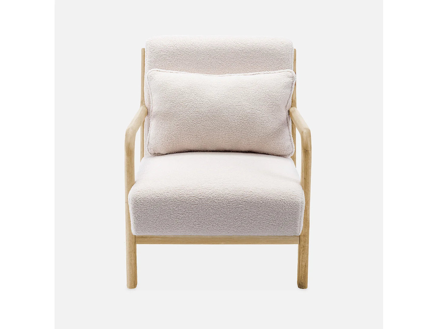 Fauteuil Japandi Bouclette Pieds Compas - Scandinave