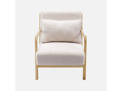 Fauteuil Japandi Bouclette Pieds Compas - Scandinave