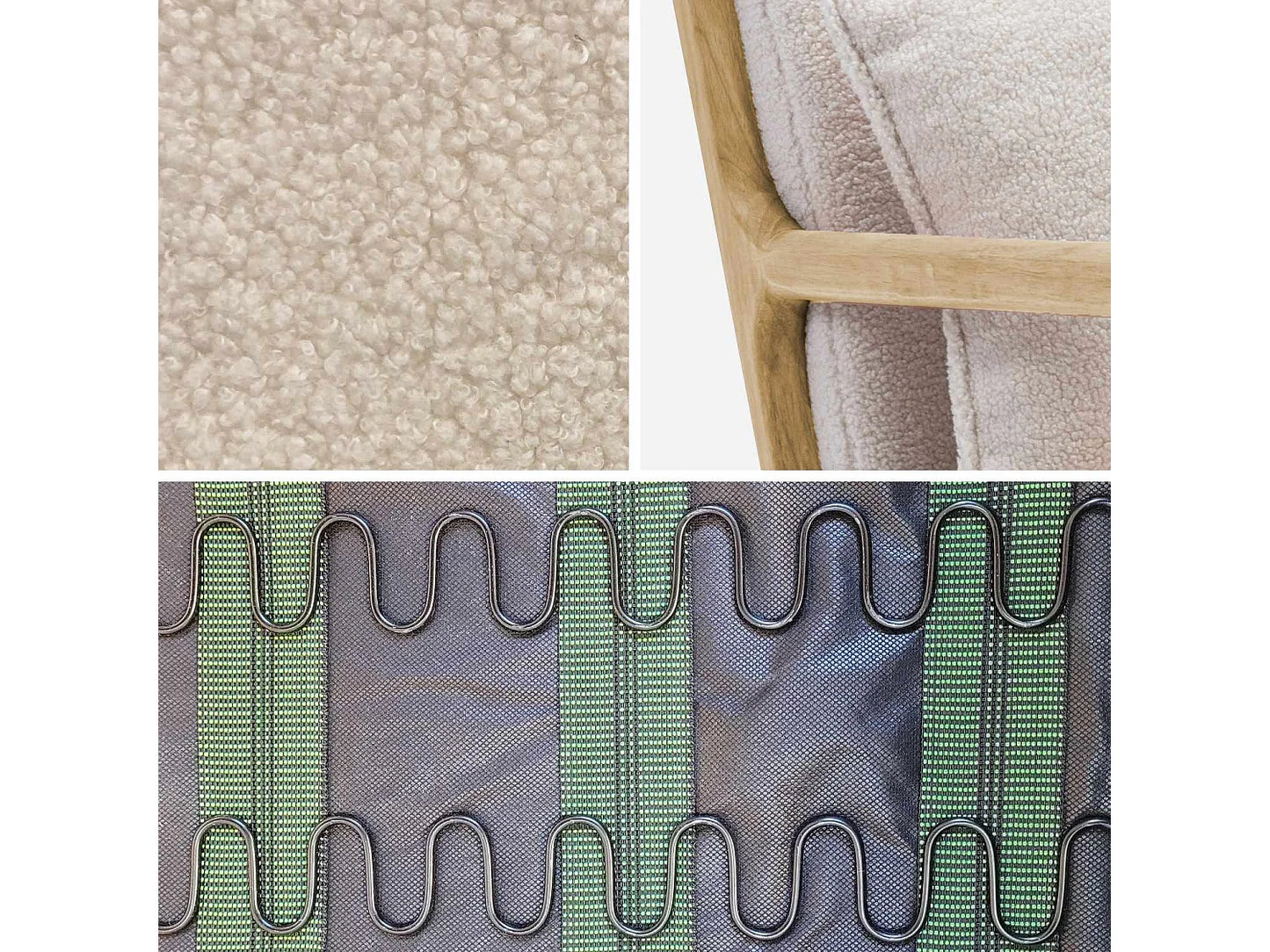 Fauteuil Japandi Bouclette Pieds Compas - Scandinave