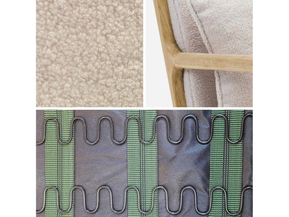 Fauteuil Japandi Bouclette Pieds Compas - Scandinave