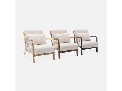Fauteuil Japandi Bouclette Pieds Compas - Scandinave