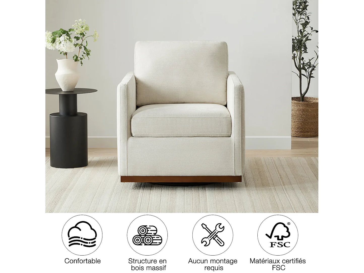 Lot De 2 Fauteuils Japandi Pivotant Cuir - Chita