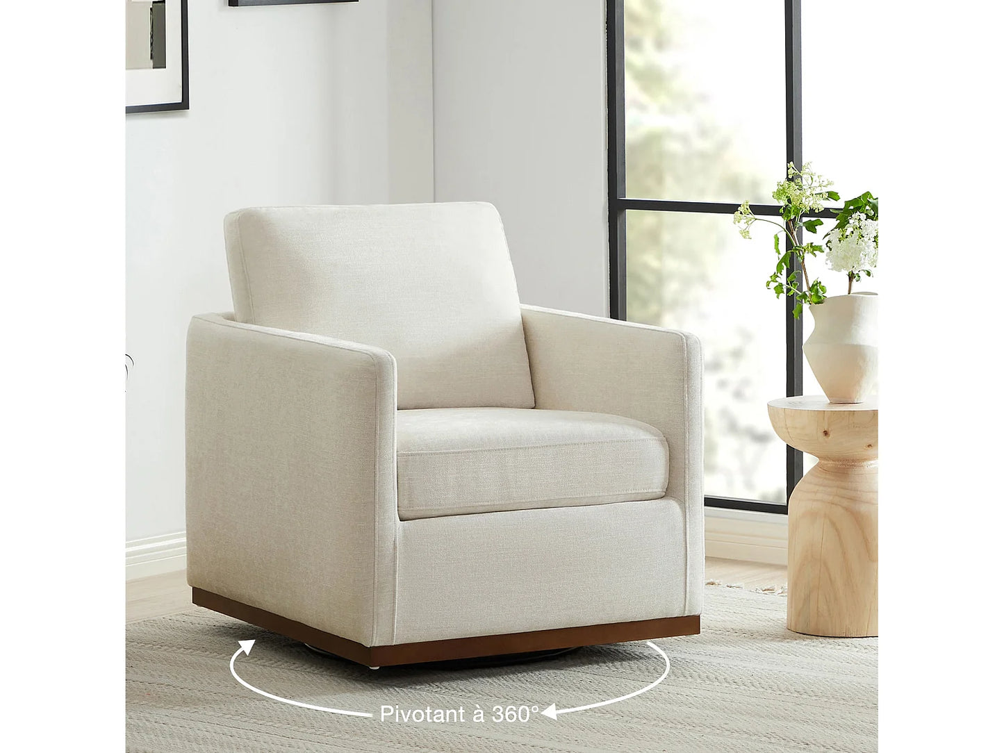 Lot De 2 Fauteuils Japandi Pivotant Cuir - Chita