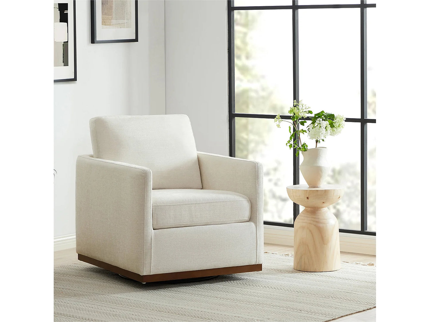 Lot De 2 Fauteuils Japandi Pivotant Cuir - Chita