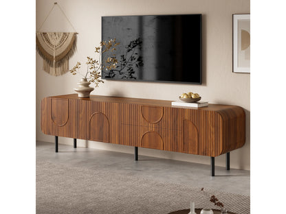 Meuble TV Japandi 3 Portes Et 2 Tiroirs Noyer - 180 CM