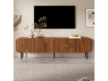 Meuble TV Japandi 3 Portes Et 2 Tiroirs Noyer - 180 CM