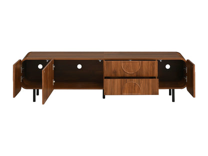 Meuble TV Japandi 3 Portes Et 2 Tiroirs Noyer - 180 CM