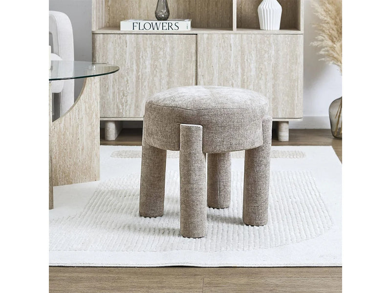 Tabouret D'appoint Japandi Tissu Taupe - Stubby