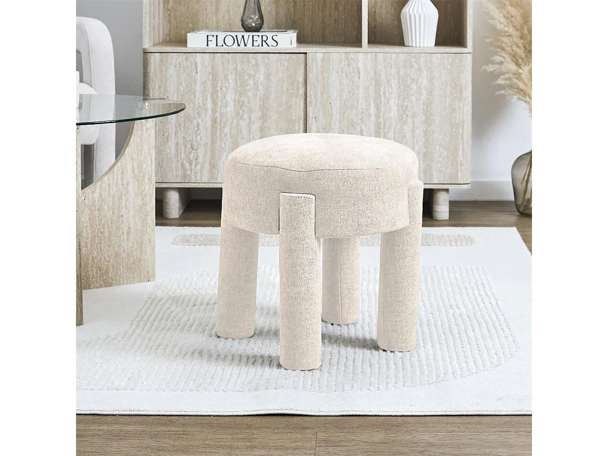 Tabouret D'appoint Japandi Tissu Beige - Stubby