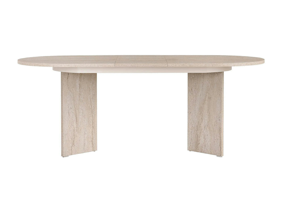 Table Ovale Japandi Extensible Effet Travertin - Marfa