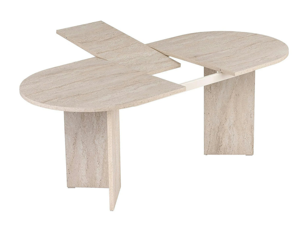 Table Ovale Japandi Extensible Effet Travertin - Marfa