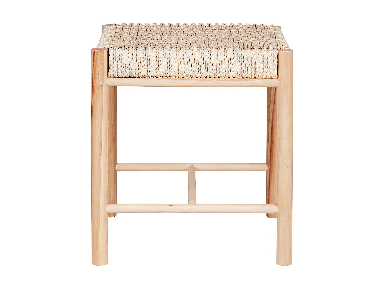 Tabouret Japandi Osier Et Bois Naturel - Ozy