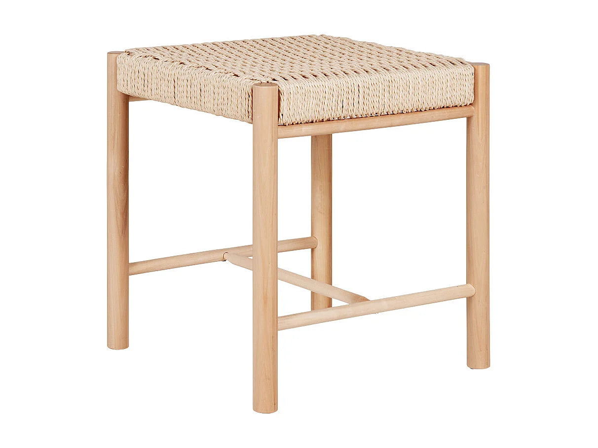 Tabouret Japandi Osier Et Bois Naturel - Ozy