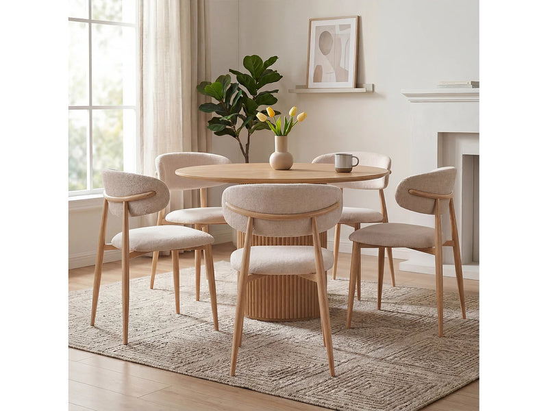 Lot 2 Chaises Japandi Tissu Effet Chêne - Lea