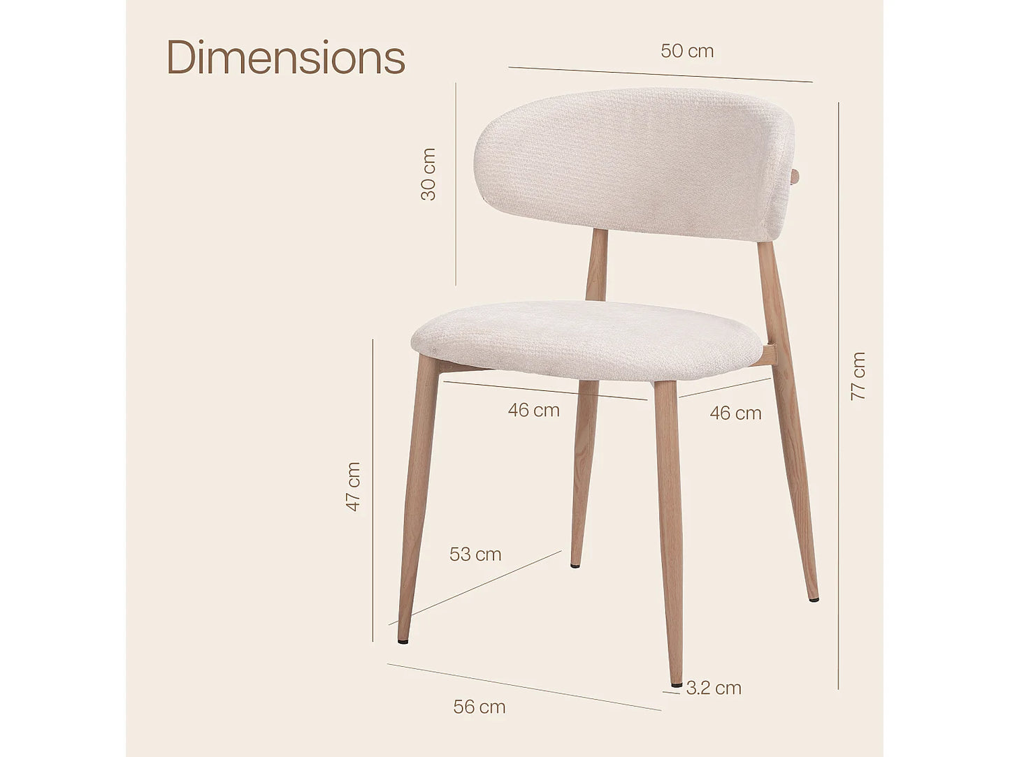 Lot 2 Chaises Japandi Tissu Effet Chêne - Lea