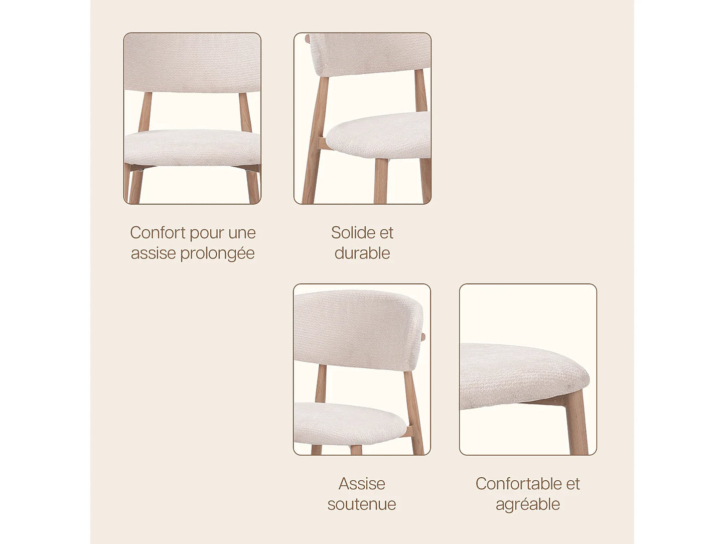 Lot 2 Chaises Japandi Tissu Effet Chêne - Lea
