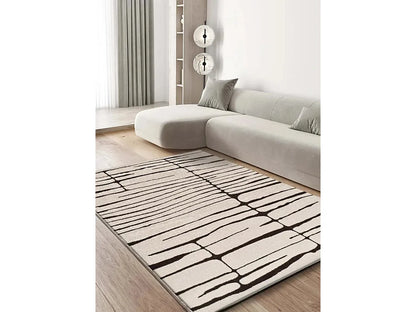 Tapis Japandi Moderne Blanc Noir - Rétro